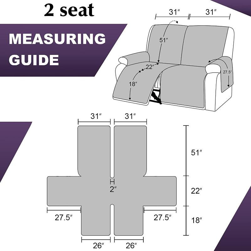 Rutschfester 2-Sitzer Relaxsesselbezug in Braun, wendbarer und gesteppter Sofa Überwurf aus Polyester-Elasthan - Bild 4