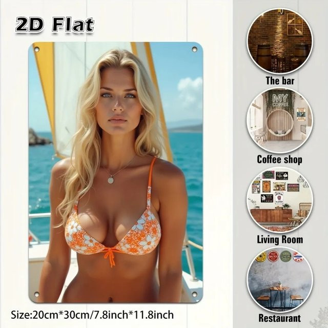 HELLOYOUNG Metall-Wandkunst Bikini-Mädchen Portrait in Mehrfarbig - Bild 1