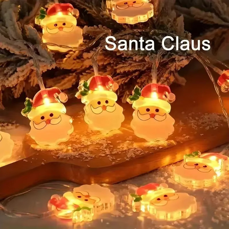 Bunte LED Lichterkette mit Cartoon Santa Claus als Weihnachtsbaum Dekoration und Hängende Ornamente für Kinder - Bild 3