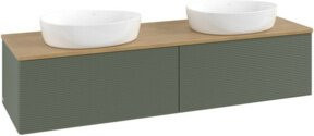 V&B Waschtischunterschrank Antao mit Frontstruktur in Eiche Honig und Grau Grün, B/T/H: 160 x 50 x 50 cm - Bild 1