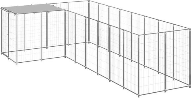 vidaXL Hundezwinger aus Stahl in Silber, B/T/H: 440 x 220 x 110 cm - Bild 1