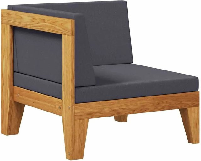 vidaXL Modular-Ecksofa aus Akazien-Massivholz mit grauen Kissen in L-Form - Bild 1