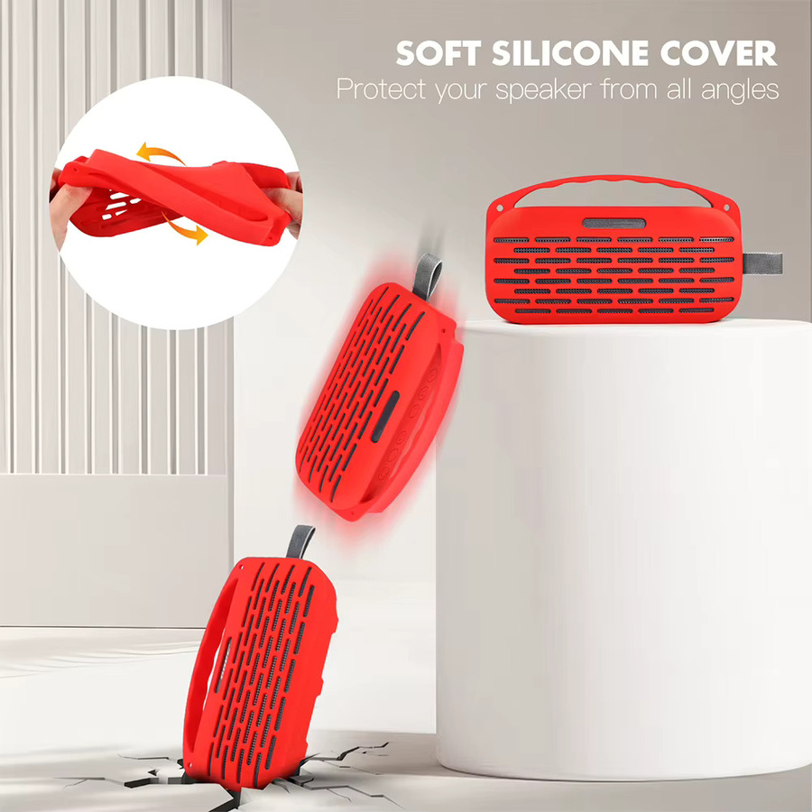 VODOOL Silikon-Schutzhülle mit Griff und Schultergurt für Bose SoundLink Flex 2. Generation in Schwarz oder Rot - Bild 2
