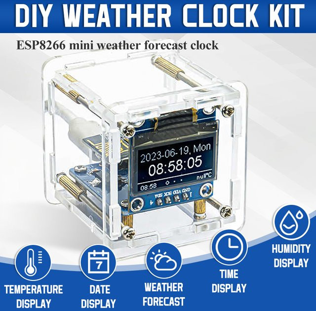 ESP8266 MINI WIFI Digitaluhr und multifunktionale Wetterstation als DIY Lötset - Bild 1