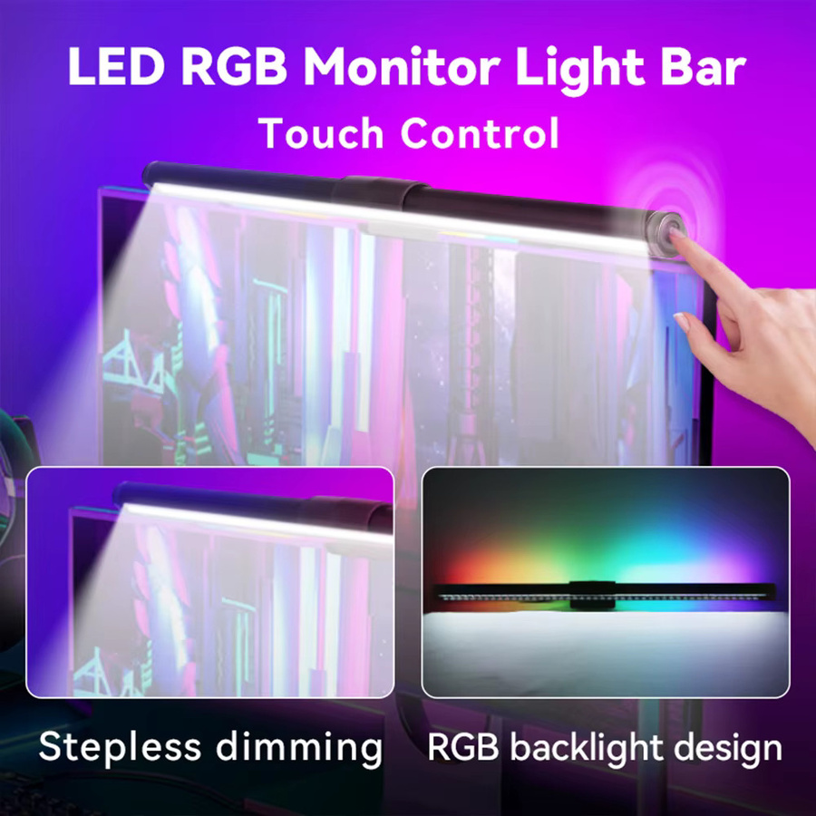 CHENBEN Intelligente Monitor-Lichtleiste in Schwarz mit App-Steuerung, stufenloser Dimmung und USB-Anschluss für Home-Office und Gaming - Bild 5