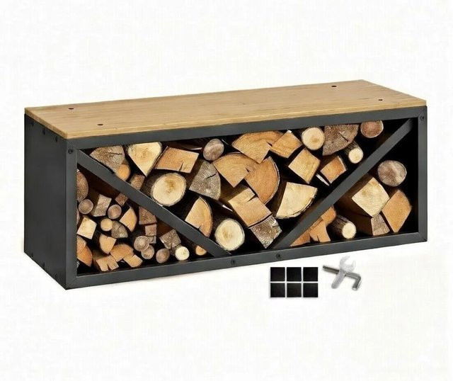 BLACK OAK Kaminholzbank OHIO aus Metall in Schwarz, B/T/H: 102 x 41 x 35 cm - Bild 1