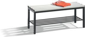 C+P Umkleidebank Basic mit Schuhrost, Farbe Sitzleisten Lichtgrau, Farbe Gestell Schwarzgrau, H: 42,0 cm, B: 100,0 cm, T: 35,3 cm - Bild 1