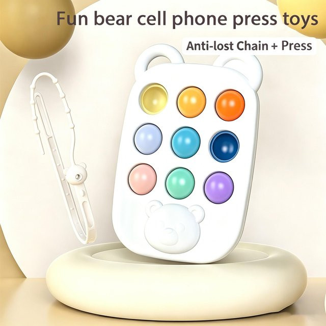 Linyi toy car Bärenohren-Telefon Pop It Fidget Spielzeug, Silikon, ab 1,5 Jahre - Bild 1