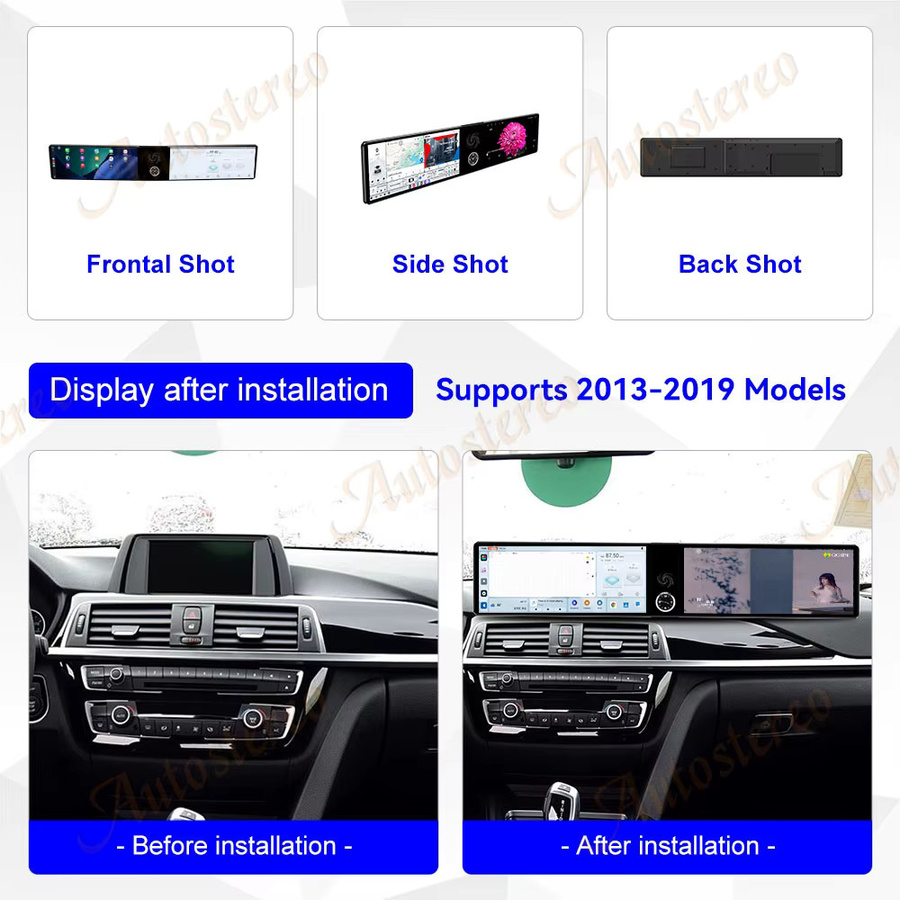 ZWNAV Dual-Screen Multimedia-Player mit Android 14 und GPS-Navigation für BMW 3 F30 und BMW 4 (2013-2019), 25 Zoll, Schwarz - Bild 3
