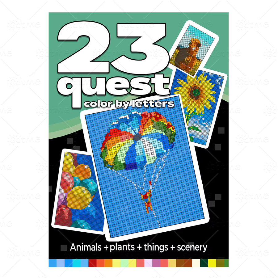 Quest Color Malbuch für Erwachsene mit 24 Blättern: Tiere, Pflanzen, Dinge und Landschaftskunstwerke nach Buchstaben in Multicolour - Bild 4