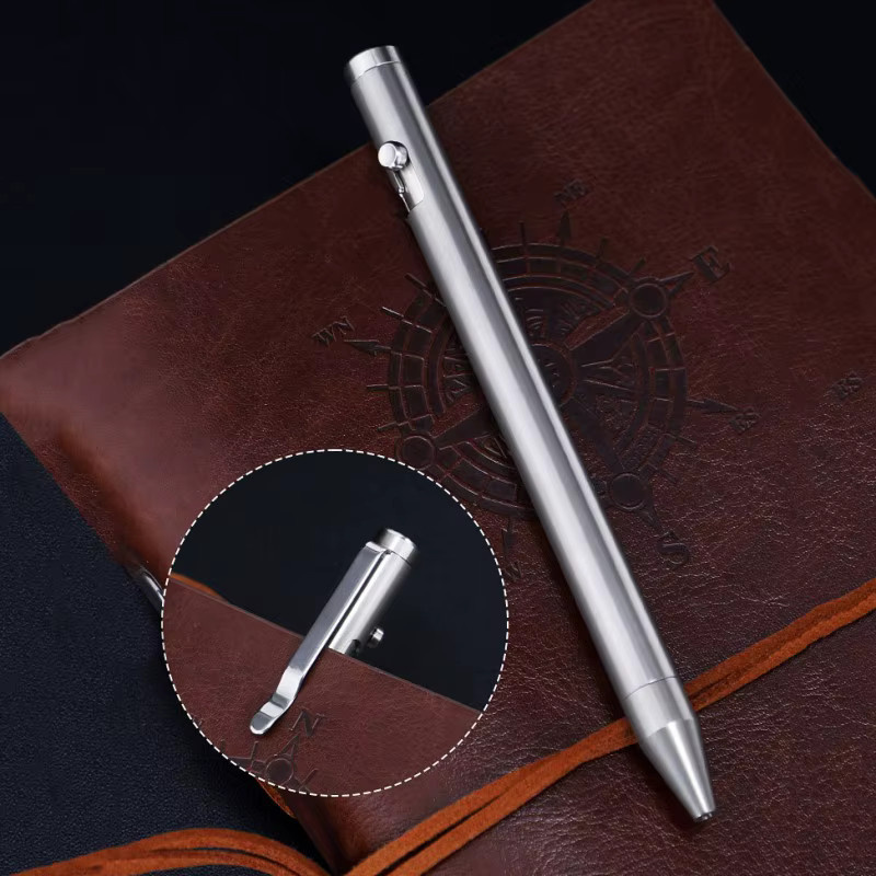 Titanium Alloy Bolt Action Signature Pen G5 Kugelschreiber aus Metall in Silber für Damen und Herren - Bild 4
