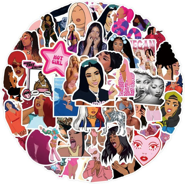 Bandai Megan Thee Stallion Dekorative Schreibwaren-Aufkleber, 55-teiliges Set, multicolour - Bild 1