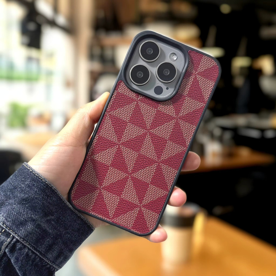 Luxus Handyhülle mit geometrischem Design aus Leder für iPhone 17 16 15 14 13 12 11 Pro Max Plus und 16e - Bild 4