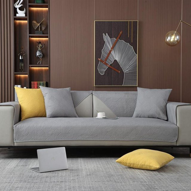 Four Seasons Sofakissen aus gewaschener Baumwolle, gesteppt, kariert, B/B: 70 x 70 cm - Bild 1