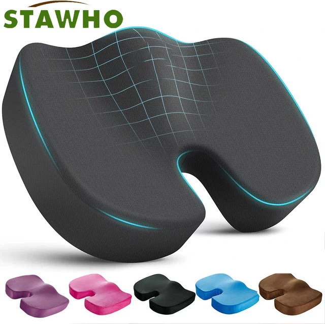 STAWHO Steißbein Sitzkissen aus Memory Foam in U-Form, Blau - Bild 1