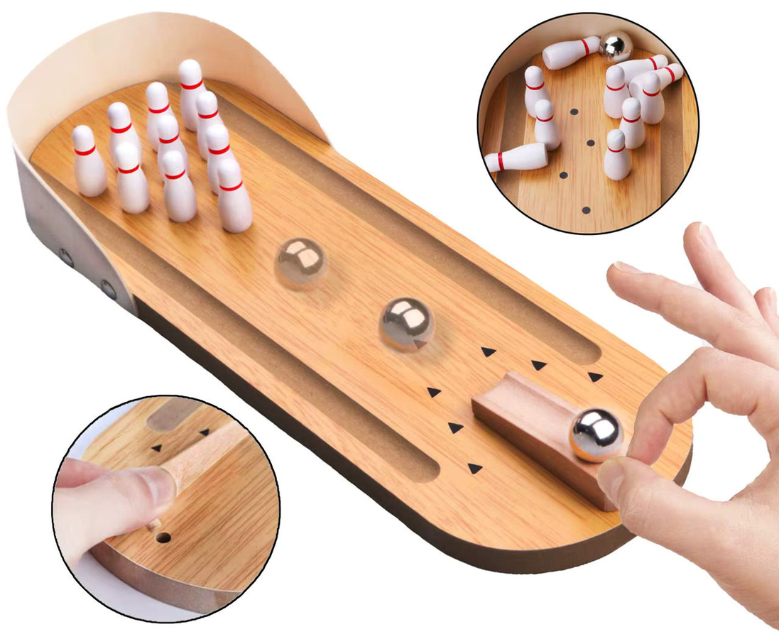 soulbao Mini Bowling, Holz, Desktop Spiele - Bild 2