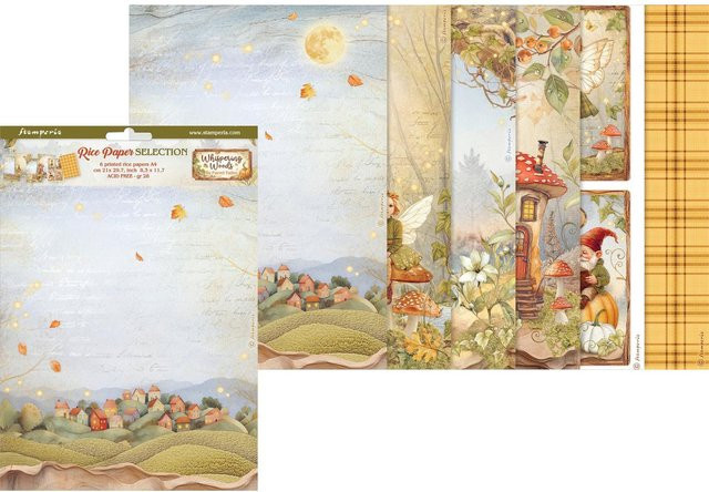 Stamperia Motiv-Strohseide Whispering Woods herbstlich Multicolor A4 - Bild 1