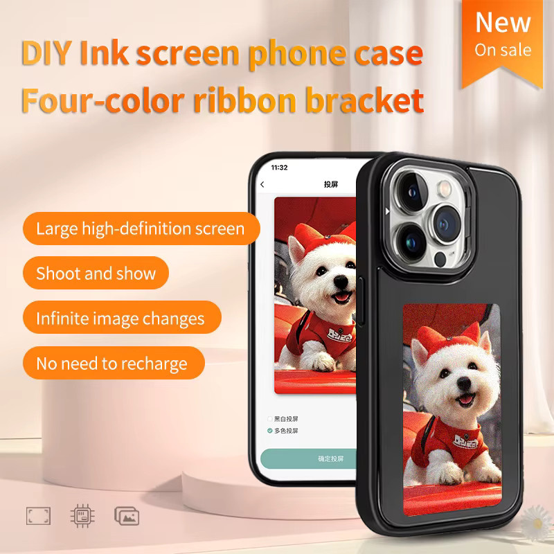 Neue-tech NFC E-Ink Display Handyhülle für iPhone 13, 14 und 15 Pro Max mit DIY Cartoon Design in Grün oder Schwarz - Bild 3