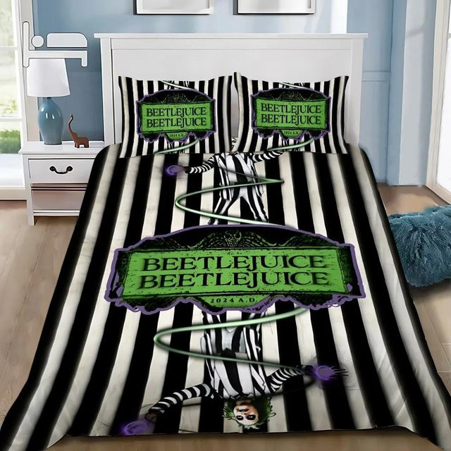 Bettwäscheset Beetlejuice von Lodestar mit Bettbezug und Kissenbezug in Schwarz, B/H: 135 x 200 cm - Bild 1