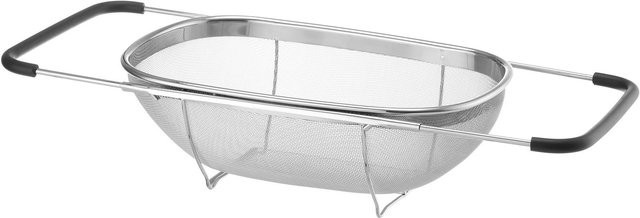 Hendi Sieb aus Edelstahl, oval, silber, mit Griffen und Füßen, Durchmesser: 24,0 cm - Bild 1