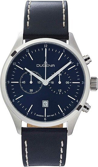 Dugena Chronograph Dakar, Quarz, Edelstahl, 43 mm, Leder, Herren - Bild 1