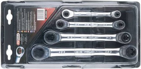 KS Tools GEARplus Torx-E-Doppel-Ratschenringschlüssel-Satz, 4-teilig, Silber - Bild 1