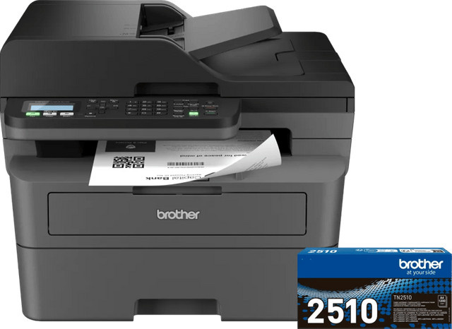 Brother MFC-L2800DW Schwarz: Multifunktions-Laserdrucker mit Drucken, Scannen und Kopieren inklusive einem zusätzlichen schwarzen Toner - Bild 1