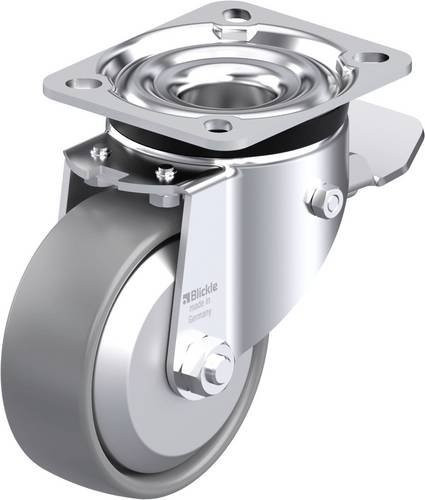 Blickle Stahlblech-Lenkrolle LK-PO 100G-1-ST-ELS-FA in Silber, Rad-Durchmesser: 100 mm, Tragfähigkeit: 280 kg - Bild 1