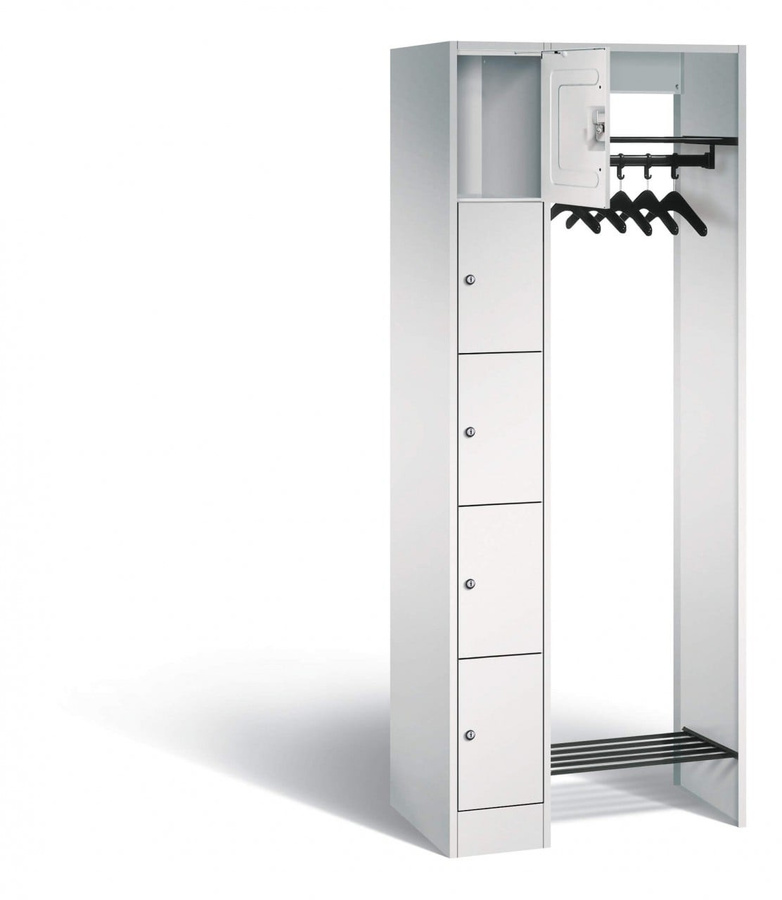 BIGBOXX Personalgarderobe in Weiß Matt aus Metall mit offenem Gestell und linearer Schiene - Bild 1