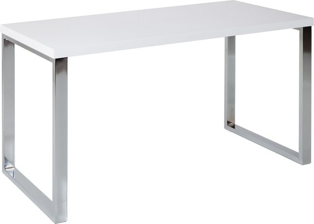 Schreibtisch WHITE DESK von riess-ambiente in Weiß Hochglanz, modern mit Sled-Base, Breite: 120 cm - Bild 1