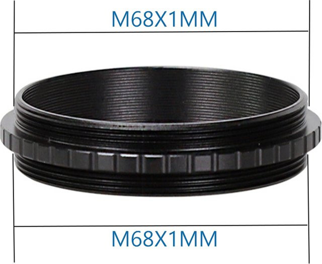 VBNM Teleskop-Fotografie-Adapterring aus Aluminiumlegierung M68 auf M68X1mm Außengewinde in Schwarz - Bild 1