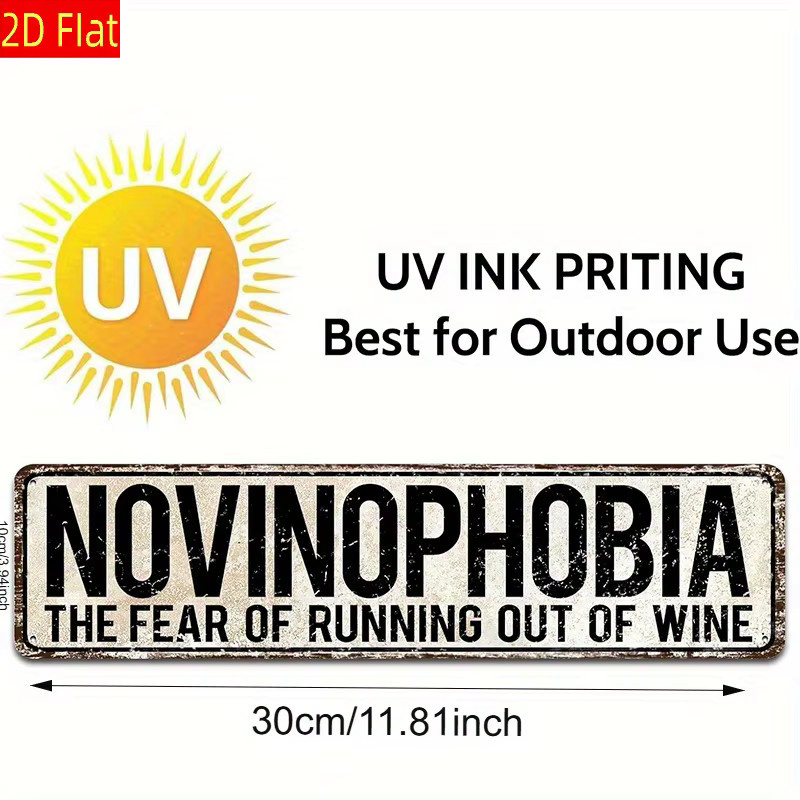 CIFbuy Vintage Novinophobia Weinbar Wandkunst aus Aluminium, Metallschild für Heimdekoration, B/H: 40 x 10 cm - Bild 4