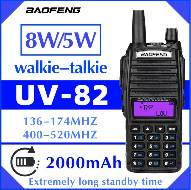 Baofeng UV-82 Dual-Band Walkie-Talkie in Schwarz mit 5W/8W Dual-PTT und VHF/UHF FM für Jagd und Notfälle - Bild 1