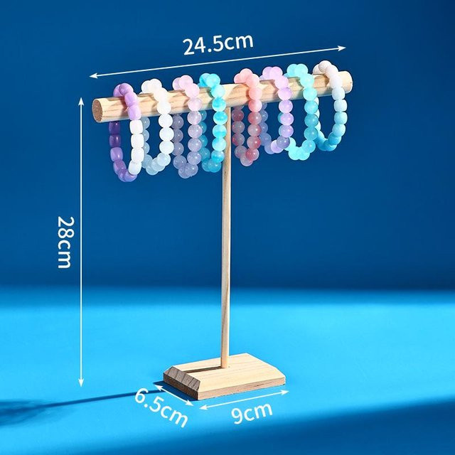 CreativeCorner Massivholz Schmuckständer für Armbänder und Halsketten in Blau - Bild 1