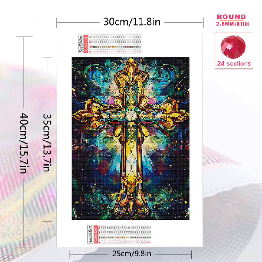 Evershine 5D Diamant-Mosaik DIY Set Heiliges Kreuz in Multicolour, Breite: 20,0 cm, Höhe: 30,0 cm - Bild 2