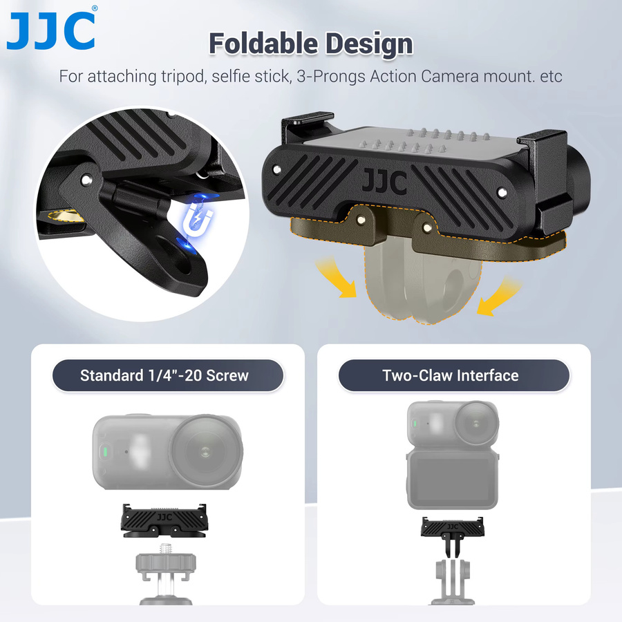 JJC Bidirektionale magnetische Schnellwechselhalterung und Erweiterungsbasis für DJI Osmo Action 6 und Osmo Nano, Schwarz - Bild 2