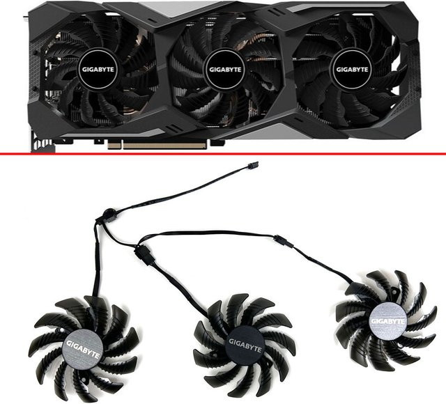 Gigabyte Windforce Ersatzlüfter für RTX Grafikkarten, 78mm, 4-Pin, PLD08010S12HH, Schwarz - Bild 1