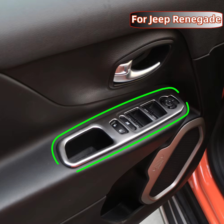 4er-Set ABS Chrom Fensterheber Schalter Abdeckung Aufkleber Trim für Jeep Renegade 2014 - 2021 LHD in Silber - Bild 2