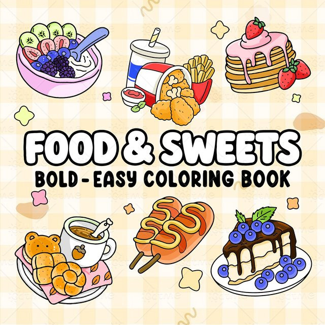 FOOD SWEETS Malbuch für Erwachsene mit einfachen Mustern in Multicolor - Bild 1