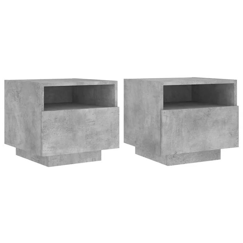 Vidaxl Set aus 2 modernen Nachttischen mit LED in Betongrau, B: 40 cm, T: 39 cm, H: 37 cm - Bild 3