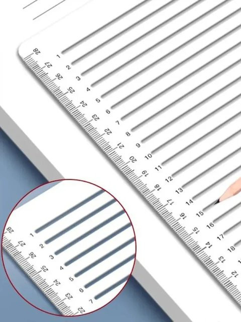 Transparente Gerade-Linien-Schablone als Lineal-Vorlage für Kalligraphie und Hausaufgaben im A4-Format - Bild 1