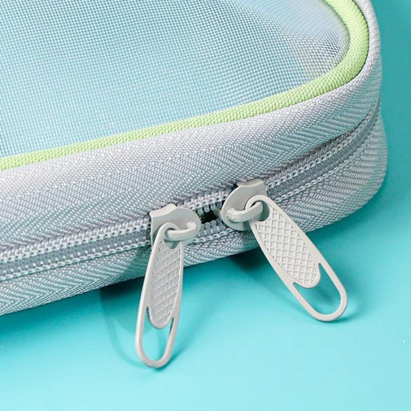 A4 Aufbewahrungstasche aus transparentem Nylon mit Reißverschluss und doppellagigem Netz, Organizer-Ordner für Schule und Büro, B/T/H: 31 x 23,5 x 4 cm - Bild 1