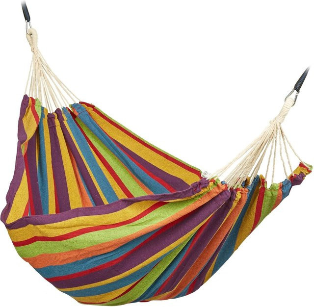 Relaxdays Hängematte aus Baumwolle und Polyester, Bunt, Belastbar bis 300 kg, B/T/H: 250 x 150 x 250 cm - Bild 1