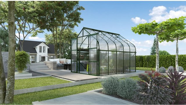 Vitavia Gewächshaus Diana 8300 in Smaragdgrün mit Aluminiumrahmen, Polycarbonat und Fundament, 8,3 m² - Bild 1