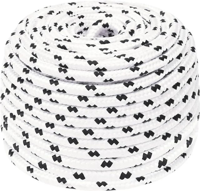 vidaXL Bootsseil Geflochten Weiß aus Polyester, Durchmesser: 6 mm, Länge: 25 m - Bild 1
