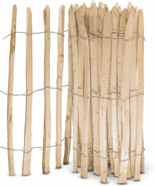 Stiltreu Englischer Staketenzaun aus Kastanie, unbehandelt, braun, B: 500 cm, H: 100 cm, Lattenabstand: 6-8 cm - Bild 1