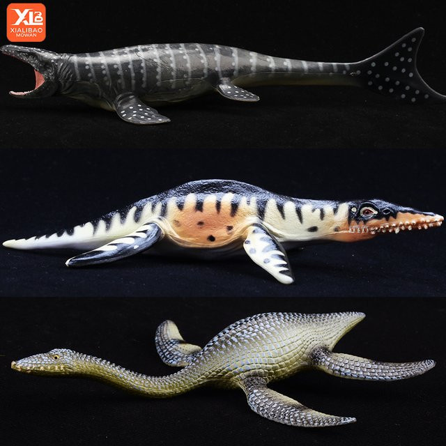 XIALIBAOMOWAN Jurassic World Ocean Marine Life Simulation Dinosaurier-Tiermodell, Plesiosaurier- und Mosasaurus-Actionfiguren, Kunststoff - Bild 1