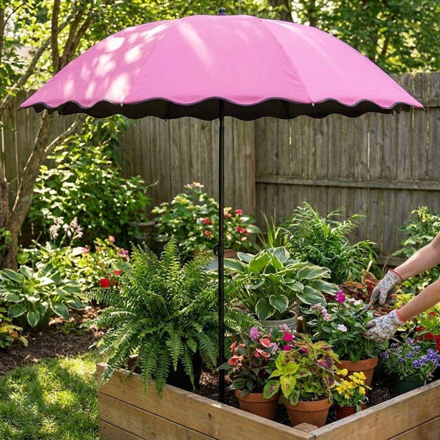 Kanisa Pflanzenschirm hellblau mit Metallpfahl als Pflanzensonnenschutz für Garten und Balkon, Höhe: 95 cm - Bild 2
