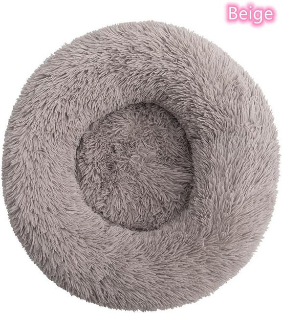 Dola Katzenbett Donut-Design aus Plüsch in Beige/Braun, Durchmesser: 40 cm - Bild 1