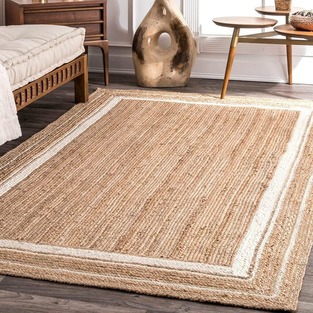 Handgefertigter Jute Rundteppich King of the Jute Rugs in Weiß/Beige, Durchmesser: 180 cm - Bild 1